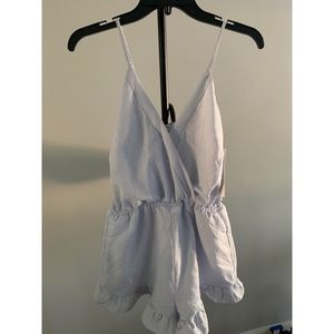 Blue and white striped romper